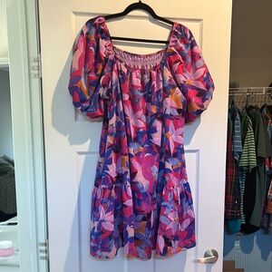 Vibrant Floral Puff Sleeve Dress
